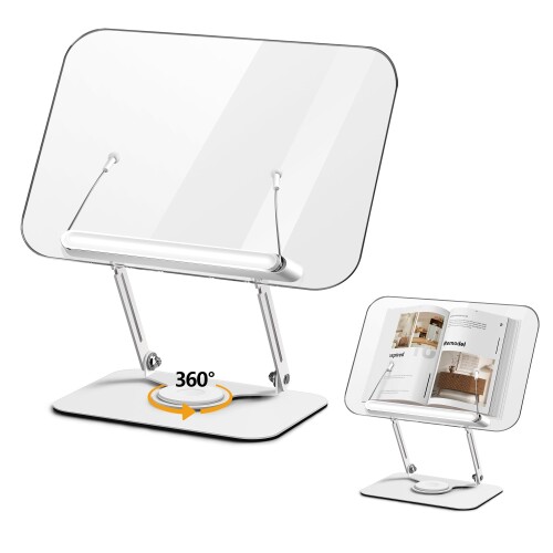 書見台 ブックスタンド 読書台 卓上 折りたたみ クリアアクリル 360°回転式 無階段高さ調整 角度調整 ..