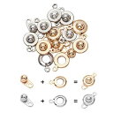 UNICRAFTALE 約12セット 2色 15mm ステンレス 留め具 クラスプパーツ スナップクラスプ 押す ステンレス 留め具 留め金 ステンレス エンド...