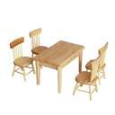 EXCEART ドール用 ダイニングテーブル ミニチュア家具 ドールハウス 1/12 おもちゃ ミニ 木製 食卓5点セット インテリア