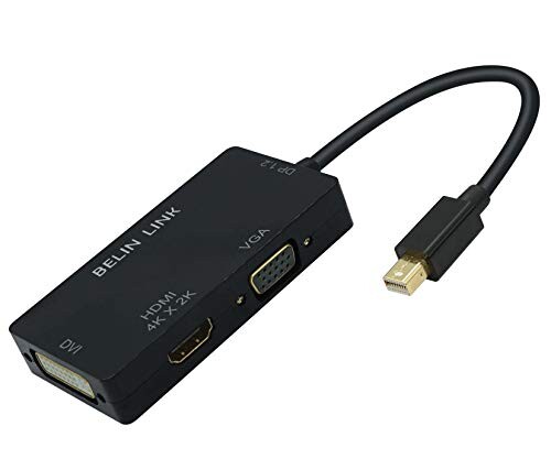 Thunderbolt ミニ DpーHdmi Dvi Vga 3イン1 2つの4k アダプタ 金メッキ コネクタ付 ビデオ アダプタ Macbook Pro Mac Book Air Surface Pro(3in1矩形ブラック)