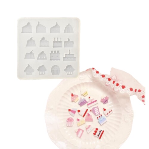 シリコンモールド ケーキ スイーツ デコパーツ キーホルダー オタ活 推し活 シリコン型 手芸 クラフト 3Dモールド トレカケース トレカデコ UVレジン LEDレジン 鏡面仕上げ ケーキデコパ