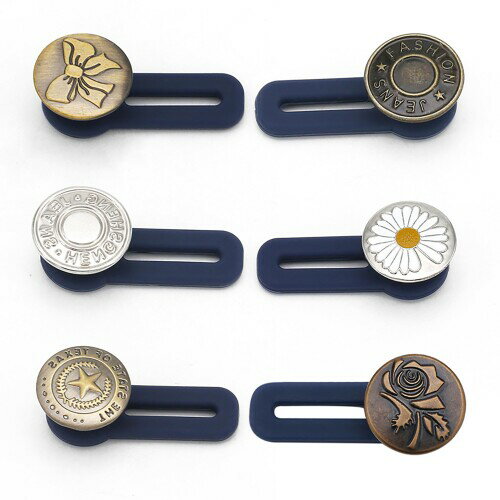 (AAGWW) 牛仔ボタン ボタン 取り外し可能 調節可能 留め金 ジーンズの延長バックル ウエスト 調整（デザイン：シングルホールのバックル、サイズ：1.7*3.5cm、合計6個入り）