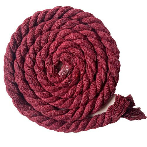 カラー綿ロープ 直径8mm/10mm/12mm/20mm 綿ロープ3ツ打 10M/20M 柔らか 太い 手芸用 天然 コットンロープ 手作り インテリア 飾り DIY (ワインレッド 10mm/20M)