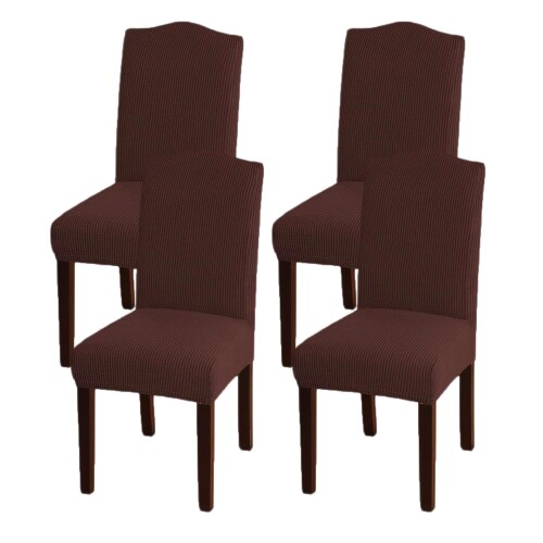 椅子カバー チェアカバー 4枚 伸縮素材 フルカバー ストレッチ チェアカバー 柔らかい イスカバー 家庭・結婚披露宴・お祝い・パーティーなど対応 取り外し可能 洗える (チョコレート,