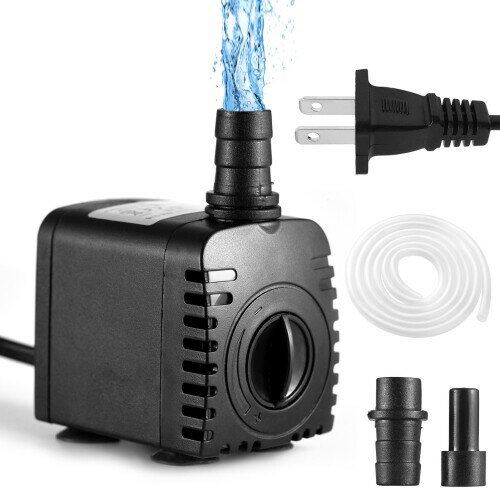 Irishom 水中ポンプ 8W 調節可能 最大流量600L/H 小型噴水ポンプ IP68防水 4吸盤ベース 最大揚程3.9フ..