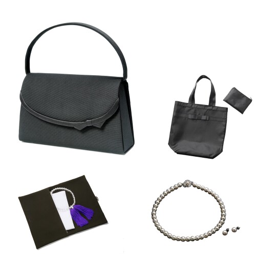 (マーガレット　ゴールド) フォーマル バッグ ネックレス ピアス ふくさ ハンカチ 数珠 トート 3 P/L