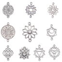 SUNNYCLUE 100個10種 チャーム フラワー ペンダント ケルトノット 接続パーツ 花 ロータス パーツ ヨガ ブレスレット 蓮 デージー 接続チャー...