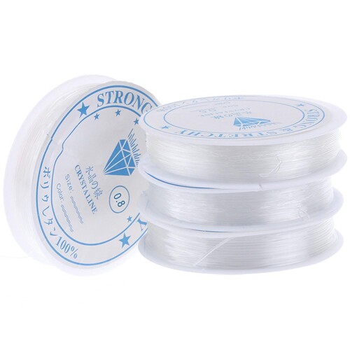 シリコンゴム ブレスレット 4個入り ゴム パワーストーン ゴム 水晶の線 ビーズ用クリスタル糸 透明ゴム糸 ビーズワイヤー DIYハンドメイドジュエリーワイヤー (0.8mm)