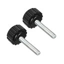 CoCud ローレットクランプノブ M4 x 20mmオスネジ 16mmヘッド 熱硬化性プラスチックサムスクリューグリップボルトノブ ブラック 用途 旋盤機械用 2個入り