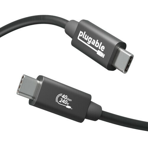 Plugable USB4 P[u 40Gpbs 240W [dΉ 1m (USB-IF F) - 8K j^ x 1 4K j^[x 2 USB4 Thunderbolt 4 Thunderbolt 3 USB-C ݊