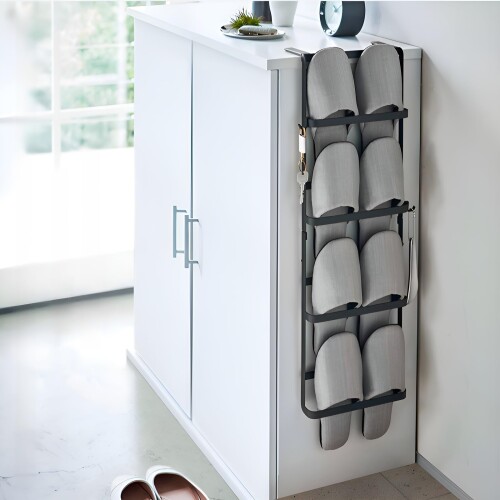 (ahomeone)壁掛けスリッパラック 4段 玄関収納 引っ掛け式 シューズラック 取り付け簡単 穴開け不要 省..