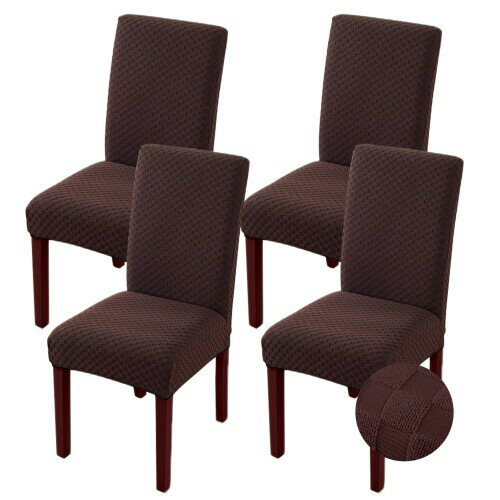 椅子カバー チェアカバー 4枚 伸縮素材 フルカバー ストレッチ チェアカバー 柔らかい イスカバー 家庭・結婚披露宴・お祝い・パーティーなど対応 取り外し可能 洗える (チョコレート,