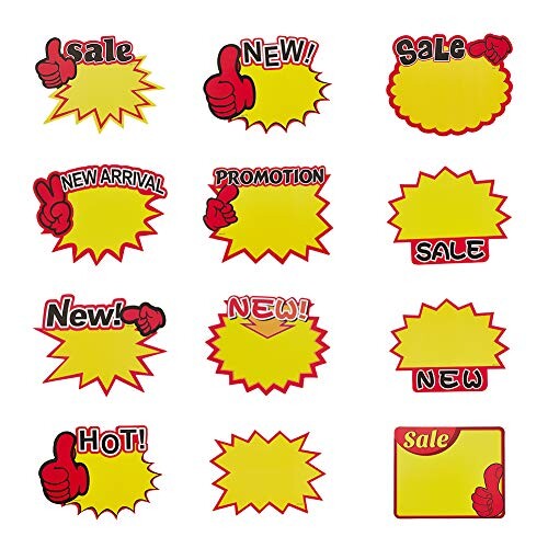 nbeads 約60枚セット 12種 値札 POP用紙 ポップ用紙 店舗用 強調POP プライスカード 業務用 赤枠