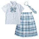 (SYRHSYB) 制服 セット JKコスプレ JK制服 スーツ 丈48cm 4点セット ハロウィン 女子高生制服 半袖上下セット 角襟 白いシャツ リボン ネクタイ スクールスカート コスチューム 写真撮影 遊(3)