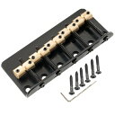 Musiclily Pro 18mm弦ピッチ 5弦ベース用ブリッジ ブラスサドル スチールプレート、ブラック