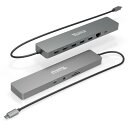 Plugable USB-C ハブ 11-in-1 マルチアダプター イーサネット付き Windows または ChromeOS ノート PC 用 - 4K@60Hz モニタ 2 台 USB-C x 1 USB 3.0 x 3 SD カードリーダー イーサネットポート