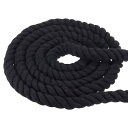 PATIKIL 2cm x 15M 天然撚り綿糸 ツイ ストコ ットーンロープ 撚りコード 編組ロープ 3本 シーリングテープ付き 工芸手すり家庭装飾用 ブラック