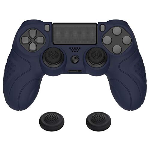 PlayVital ps4に対応する人間工学に基づいたソフト滑り止めコントローラーシリコンケースカバー、ps4 Slim/Proコントローラーに対応するジョイスティックキャップ付き