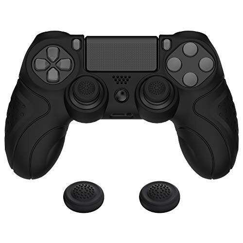 PlayVital ps4に対応する人間工学に基づいたソフト滑り止めコントローラーシリコンケースカバー、ps4 Slim/Proコントローラーに対応するジョイスティックキャップ付き PlayVital ps4に対応する人間工学に基づいたソフト滑り止めコントローラーシリコンケースカバー、ps4 Slim/Proコントローラーに対応するジョイスティックキャップ付き
