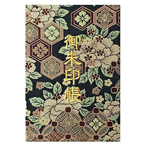 千糸繍院 御朱印帳M西陣織 金襴装丁/刺繍文字 蛇腹式48ページ 中判(金色刺繍文字／白色本文)