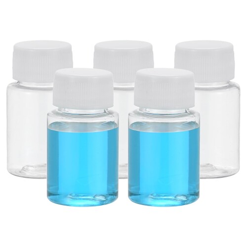 PATIKIL 5個入り 40ml しやくボトル PETワイドマウスラウンドボトル ネジキャップ付き 実験室用水しやく液体固体サンプル保管シール 透明 PATIKIL 5個入り 40ml しやくボトル PETワイドマウスラウンドボトル ネジキャップ付き 実験室用水しやく液体固体サンプル保管シール 透明