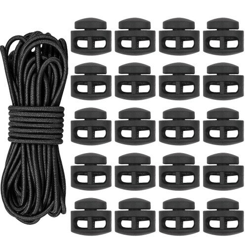 LIANHATA ゴム紐 コードストッパー 21点セット コードロック スプリング紐止め 丸ゴム アウトドア用 3m..