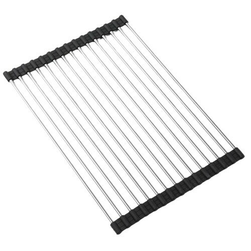 ideamall 水切りラック シンク上 台所 水切り 折り畳み 流し台 コンパクト 省スペース 43cm*30cm (ブラック)