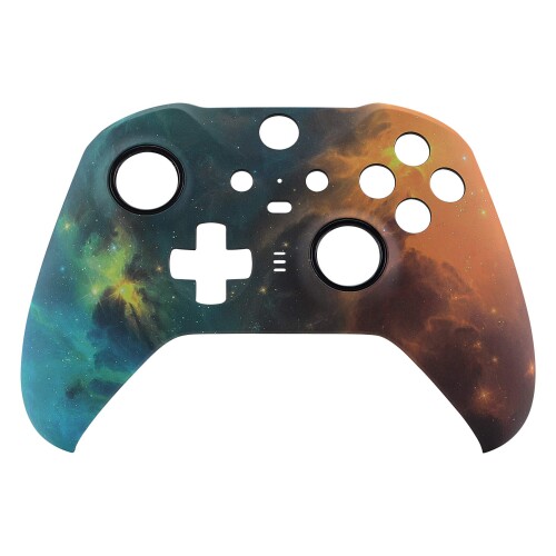eXtremeRate xbox one elite series 2 (モデル1797)コントローラーに対応用交換フェースプレートシェル、星空のデザインxbox elite series 2 coreコントローラー対応用ソフトタッチ正面シェルケース&ア