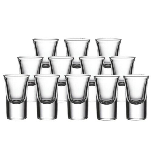 QuiExact ショットグラス 30ml 12個セット クリアグラス 弾丸カップ ミニ パーティー バー クラブ ショットグラスセット クリアショットグラス ウイスキーウォッカ ミニテキーラグラス ヘビ