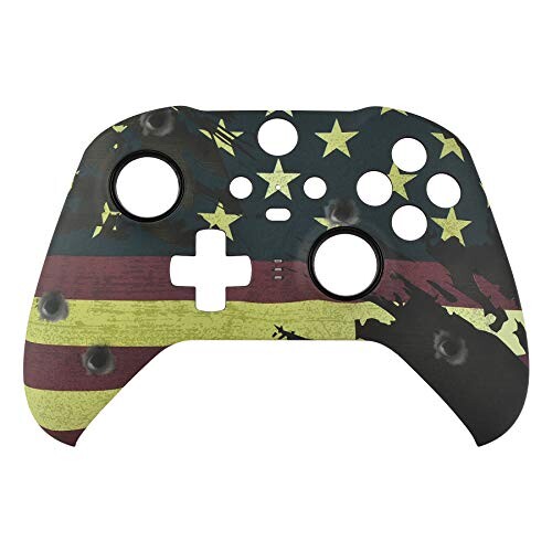 eXtremeRate xbox one elite series 2 (モデル1797)コントローラーに対応用交換フェースプレートシェル、国旗迷彩デザインxbox elite series 2 coreコントローラー対応用ソフトタッチ正面シェルケース&