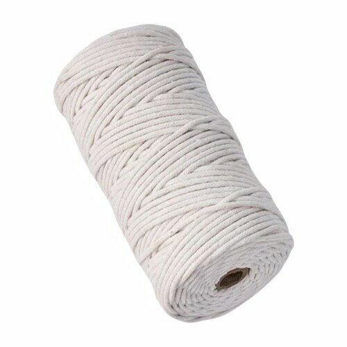 ILLIDAN 綿ロープ 太さ 3mm 長さ 80M 汎用 ロープ 柔らか 太い 天然 コットンロープ 手作り インテリア 飾り 手芸用 DIY 綿 (3mm/80M ベージュ)