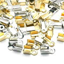 カシメ 紐留め 約200個 ゴールド シルバー 各100個 アクセサリーパーツ ネックレス ブレスレット アンクレット 金具 エンドパーツ カツラ ヒモ留め金具...