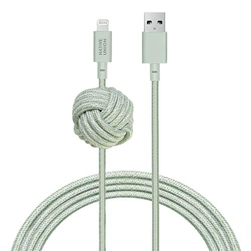 NATIVE UNION (ネイティブユニオン) NIGHT Cable USB-A to ライトニング 高耐久 充電ケーブル アンカーノット付き - (MFi認証) iPhone/iPad対応 (3メートル)(Sage)