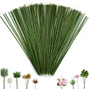 OrgMemory 造花の茎 100個 25cm 太さ2mm フラワーDIY用 地巻ワイヤー になる 花芸素材ギット 手芸 人工花茎 手作りキット 造花 花束 ...