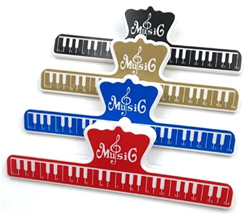 アロアーラ(aloala) 楽譜クリップ ストッパー キーパー ピアノ 音楽 本 ページ 押さえ (大 セット 4色 4本)