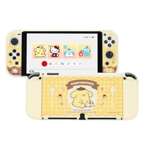Kuitmor SwitchOLED対応カバー Swicth有機ELに対応カバー ニンテンドースイッチOLED対応 カバー switchOLEDカバー 薄型 傷防止 PC製 耐衝撃 全面保護 汚れ防止 取り外し簡単 犬ちゃん イェロー