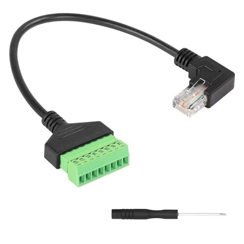 SinLoon RJ45ネジ端子、イーサネットRJ45オスプラグから8ピンネジ接続プレートコネクタ、右90度曲げ、Cat7 Cat6 Cat5 Cat5eイーサネットエクステンションCCTVデジタルDVRネットワークアダプター延