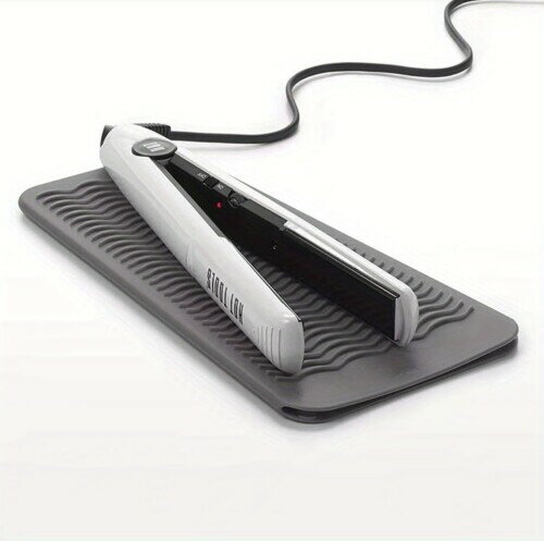 ヘアアイロン耐熱ポーチ 滑り止めマット 2way 260[度]の高温も耐熱しやけど防止 旅行出張など携帯に便利 グレー