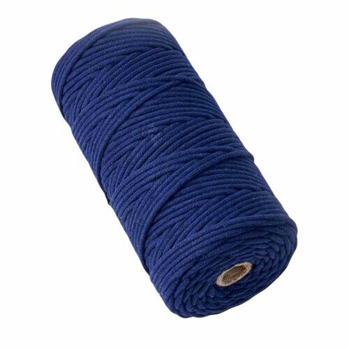 ILLIDAN 綿ロープ 太さ 3mm 長さ 100M 汎用 ロープ 柔らか 太い 天然 コットンロープ 手作り インテリア 飾り 手芸用 DIY 綿 (3mm/100M ネイビー)