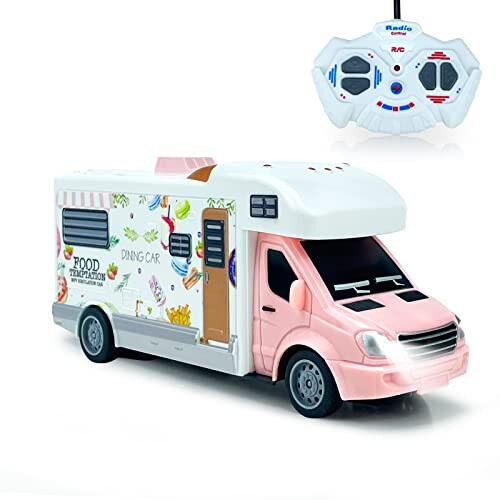 オンロードカー ラジコン オフロード 車 おもちゃ 女の子 ラジコンカー キッチンカー 電動RCカー 1/20 リモコンカー ピンク 子供 おもちゃ 誕生日 クリスマス プレゼント (ラジコン-キッチンカー)