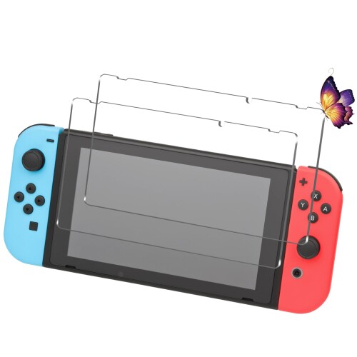 UNEED switch フィルム 強化液晶保護フィルム Nintendo switch ガラスフィルム ワンタッチ貼付け スイッチ 用の ガラスフィルム 気泡...