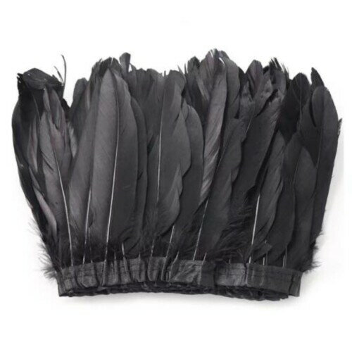 ASPALAND 羽根 フリンジ 羽 髪飾り アクセサリー DIY コスプレ 羽根シャワー 全長 約 2メートル (ブラック)