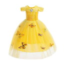(Dressy Daisy) 女の子 プリンセス ドレスアップ コスチューム ハロウィン クリスマス 蝶々の飾 子供用ドレス 3歳 イエロー