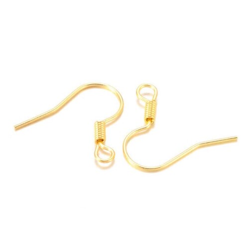 100個 金属アレルギー対応 ニッケルフリー ピアス金具 ピアスパーツ お肌に優しい アクセサリー制作 (G ゴールド コイルフックピアス)