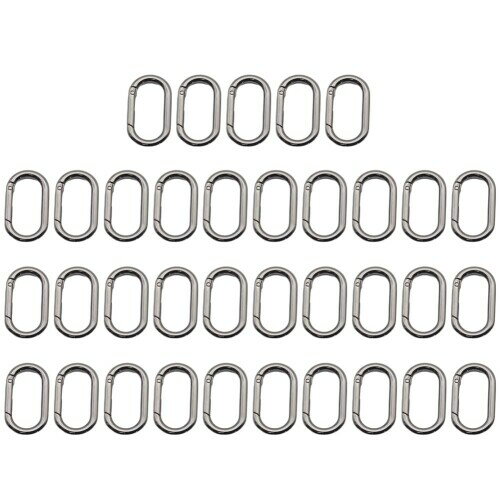 (FUPUTWO) カラビナ 楕円型 キーホルダー キーリング DIY アクセサリー パーツ セット (ブラック)