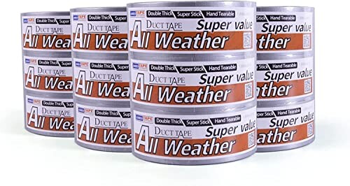ADHES ダクトテープ シルバー ガムテープ 防水テープ 布テープ 超強力 48MM X 27M 12巻入り