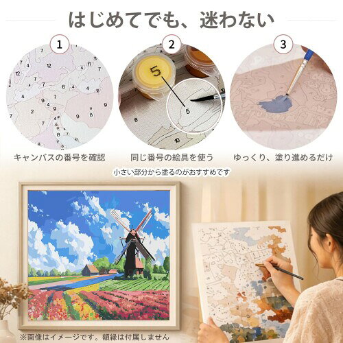 ペイントバイナンバー 2枚セット 数字油絵 キャンバス DIY絵画キット 大人の塗り絵...