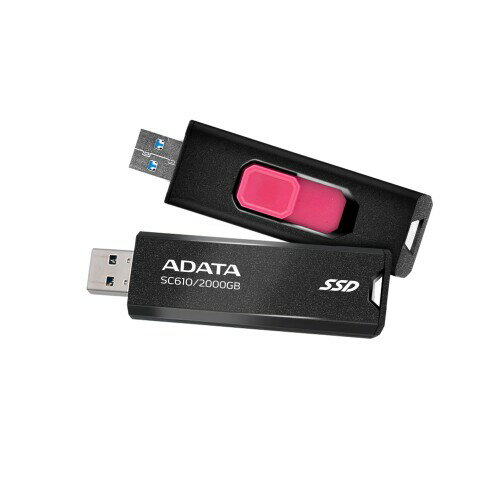ADATA SC610 2000GB OtSSDXeBbN - ő550/500MB/b SuperSpeed USB 3.2 Gen 2 USB-A \bhXe[gtbVhCu (SC610-2000G-CBK/RD)