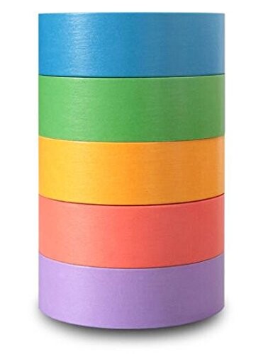 WINGONEER 27ヤード DIY テープ レインボー キャンディーカラー 和紙 粘着 装飾 粘着紙 マスキング幅 30mm - 5巻