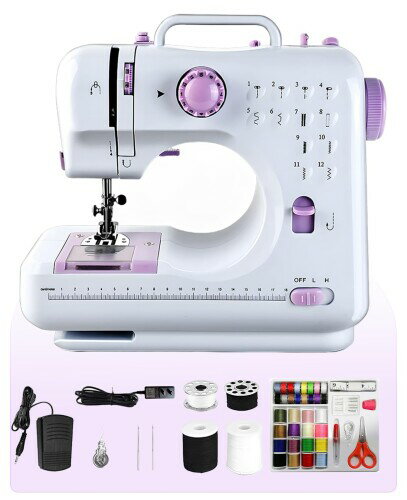 ミシン 初心者向け 電動ミシン 12種類縫い目 家庭用電動ミシン 返し縫い機能 2way給電 スピード調整可 ..
